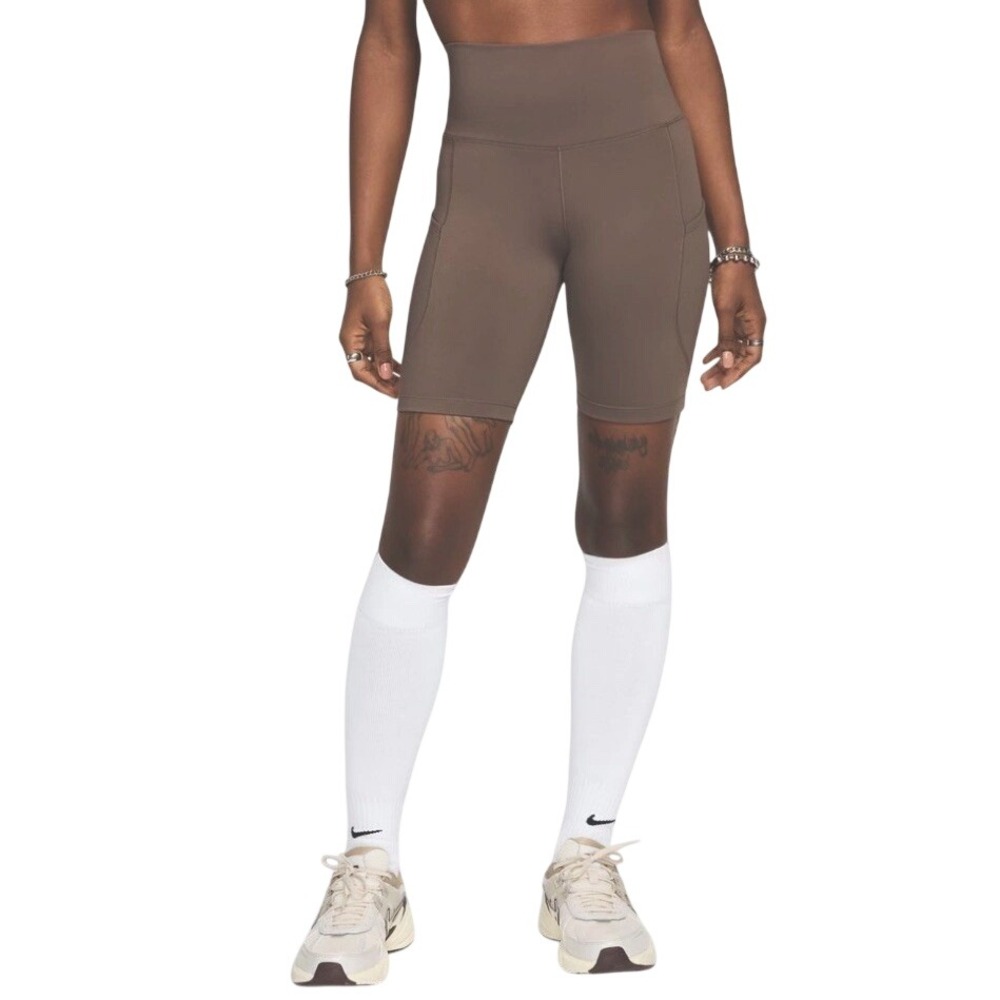 Nike High-Waisted Biker Shorts 8" Brown Womens XS Dri-Fit Sweat Wicking NWT